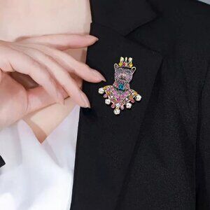Vintage Full Rhinestones Baroque Court Luxury Tiger Brooches Pearl Animal King